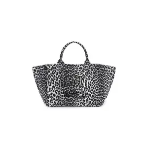 Ganni Shopper XXL Printed Sequin Tote in Silver