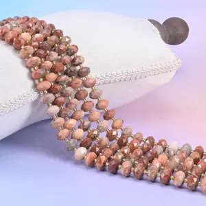 Red Crazy Agate Faceted Rondelle Beads, 6x10mm, 1.0mm Center Drilled, 43 Beads on 15.5 Inches Strand for DIY Jewelry Projects