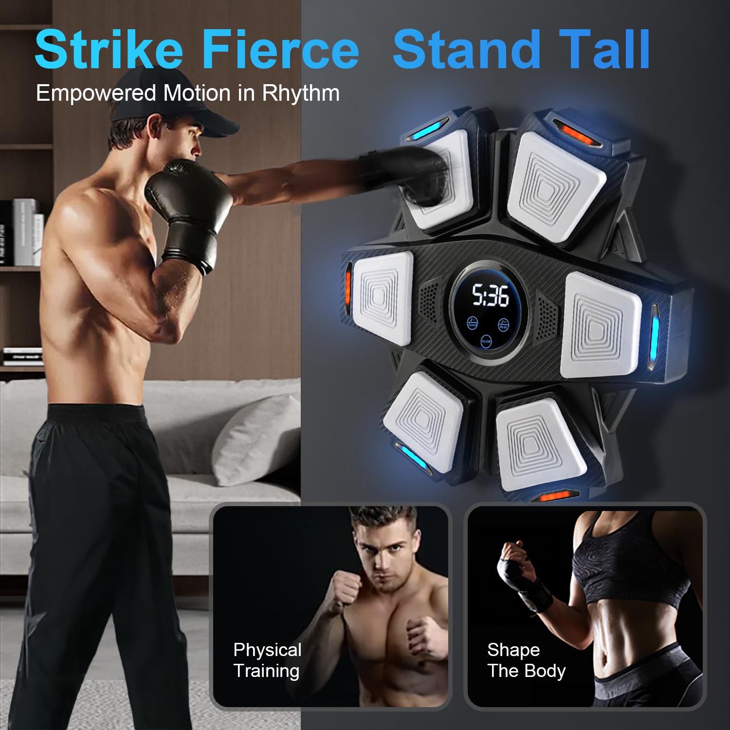 Music Boxing Machine Bluetooth Punching Machine with Gloves 9 Modes 9 Speeds Noise-Reducing ABS Target Smart Punch Counter Voice Coach Home Boxing Trainer for Adult Teen Kid