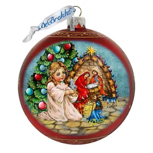 G.DeBrekht 73929R 5 x 5.5 in. Christmas Miracle Red Large Mercury Glass Holiday Collectible Ornament