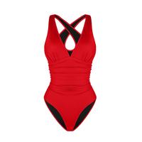 Front Ruched Swimsuit -Red