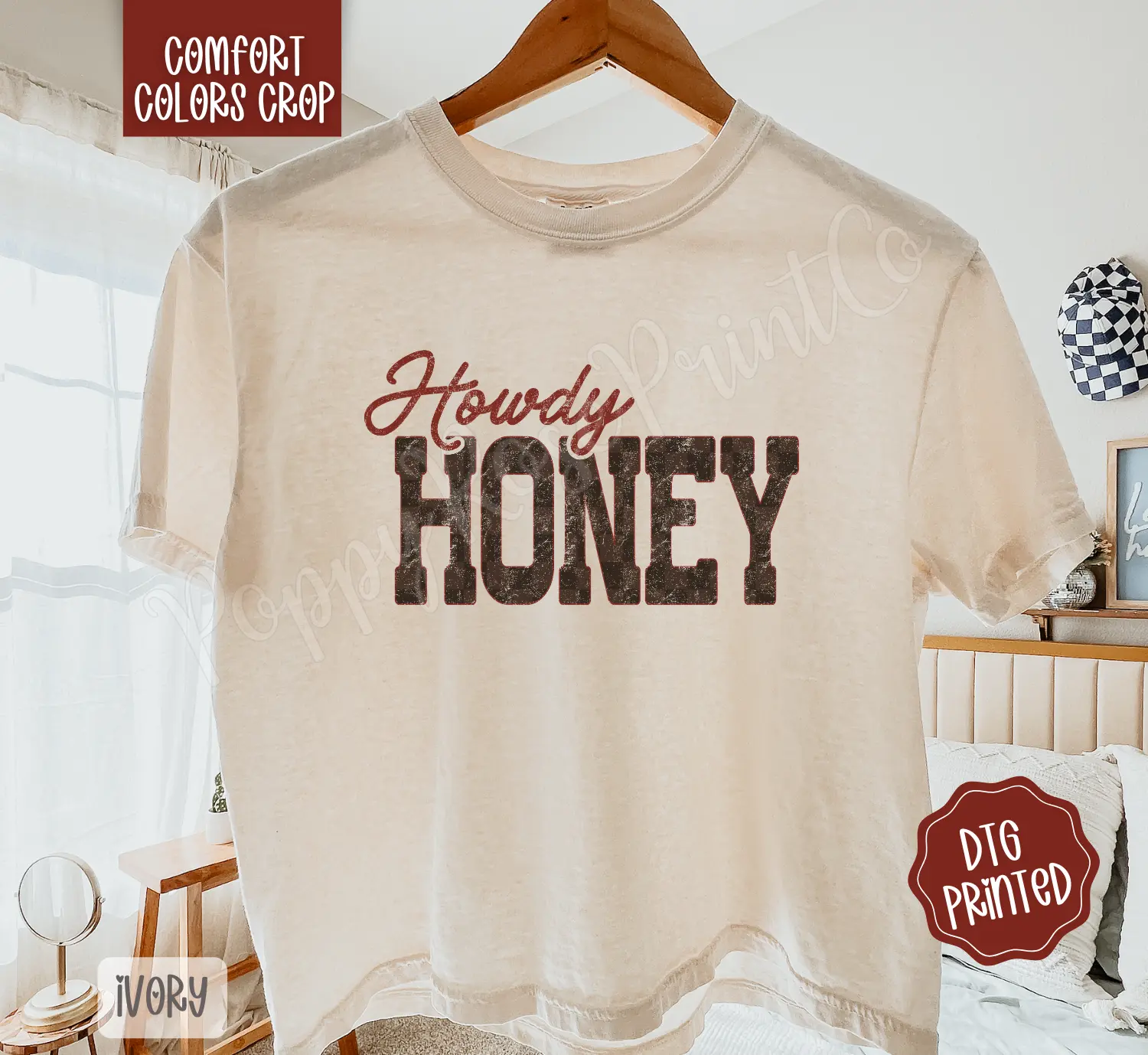 Howdy Honey Cropped Comfort Colors Tee, Trendy Tshirt for Women