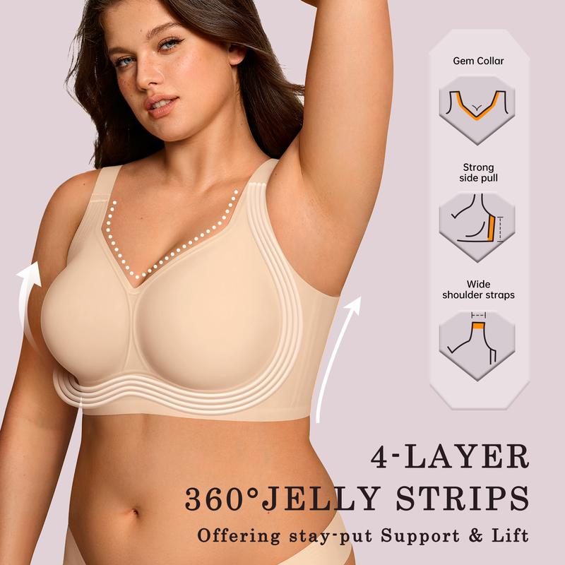 OEAK Womens Jelly Bras Full Coverage Wireless Supportive Bra Push Up Plus Size Comfort Soft No Underwire Seamless Comfortable Wireless T-Shirt Everyday Bras Wings OEAK Womens Jelly Bras Full Coverage Wireless Supportive Bra Push Up Plus Size Comfort Soft No Underwire Seamless Comfortable Wireless T-Shirt Everyday Bras Wings