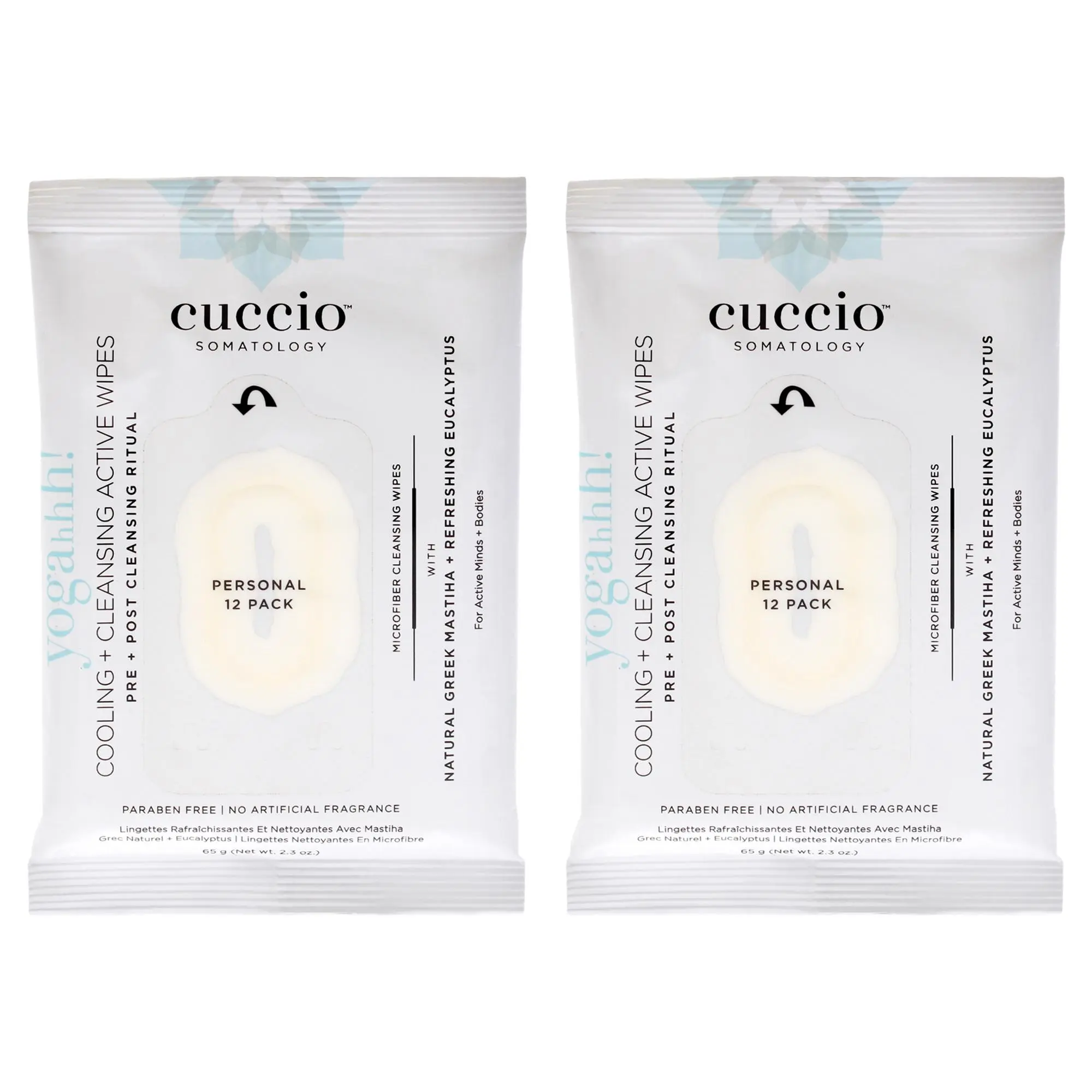 Cuccio Somatology Green Tea Eucalyptus Gentle Soothing Personal Cooling Cleansing Wipes - Unisex, 12-Count Wipes per Pack, Pack of 2, Cooling Cleanse