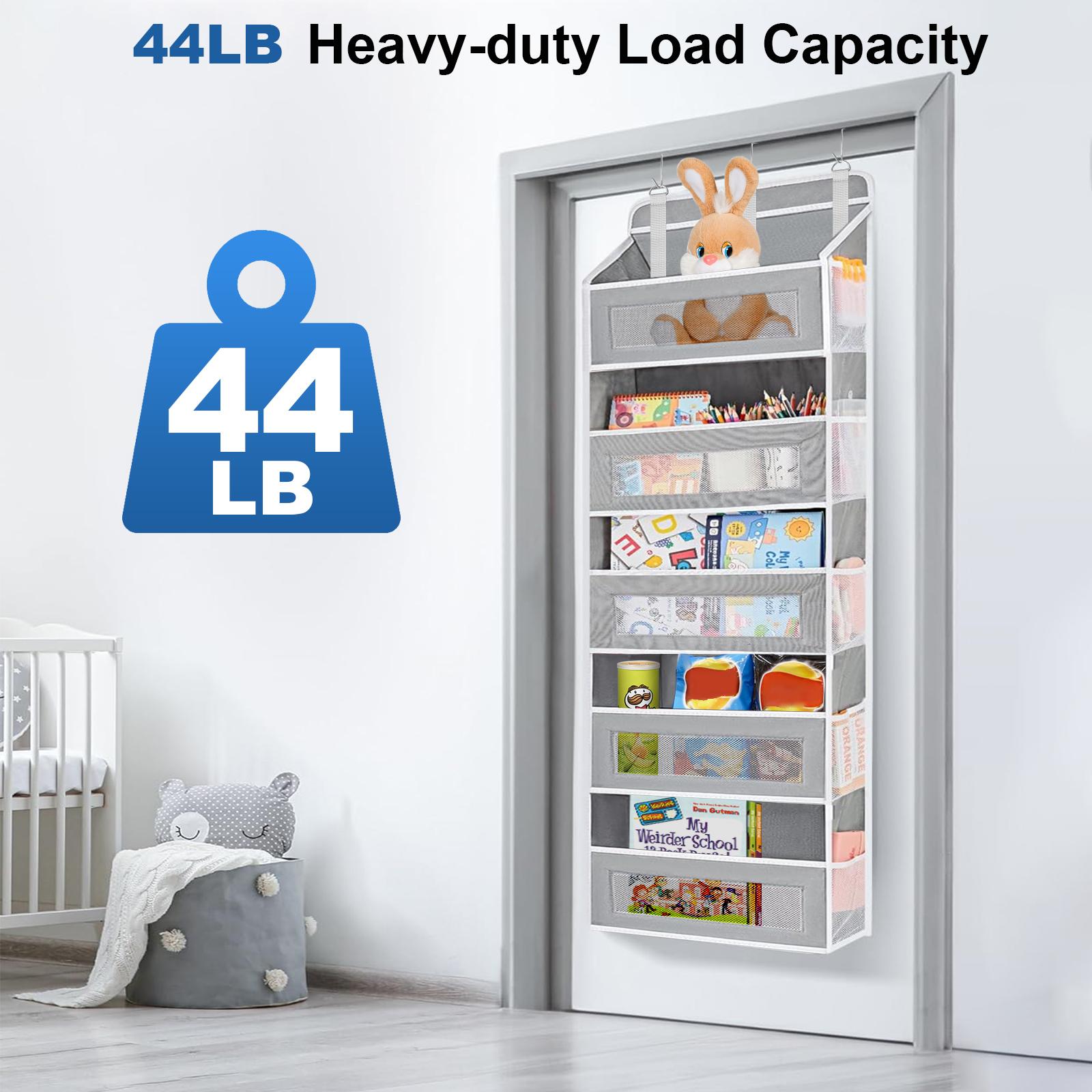 Over The Door Organizer Storage-5-Tier Hangable Organizer with 10 Large side pocket, Anti-Tilt Design, 44 lb Capacity for Bedroom, Bathroom, Baby Product Ptorage，Perfect For Diaper or Wet wipes storage，Dormitory Storage，Back to School Must Have