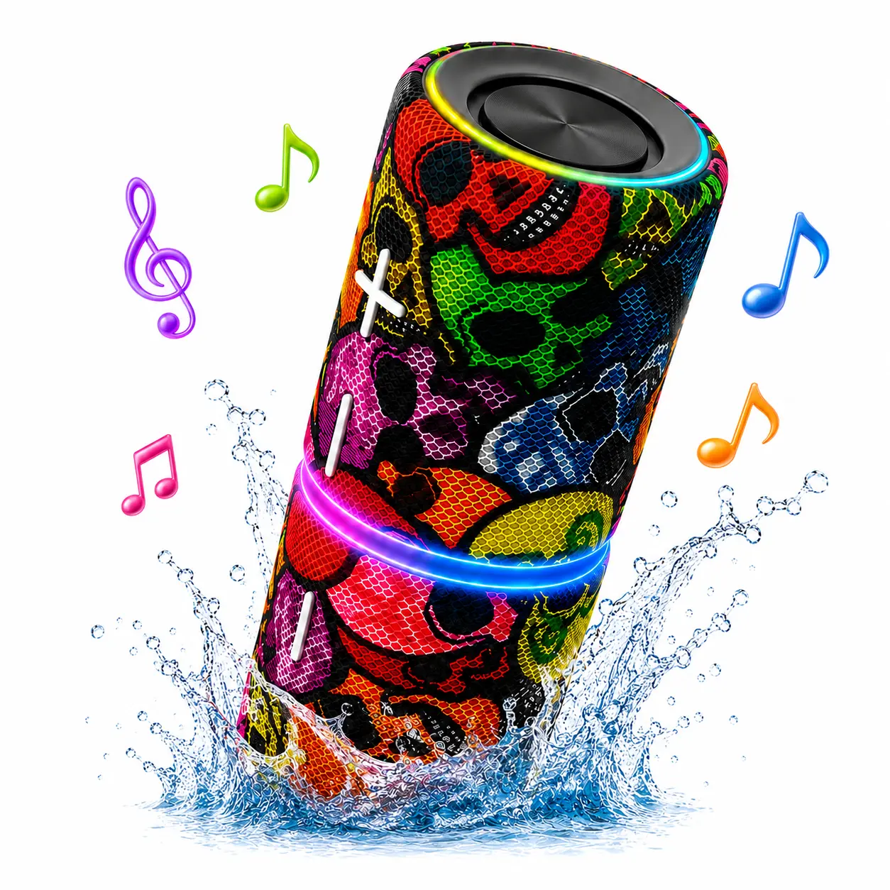 2-in-1 Magnetic Bluetooth Speaker, 20W Portable Wireless Speaker, Stereo TWS, Bluetooth 6.0, RGB Lights, IPX6 Splash-Resistant for Outdoor Travel