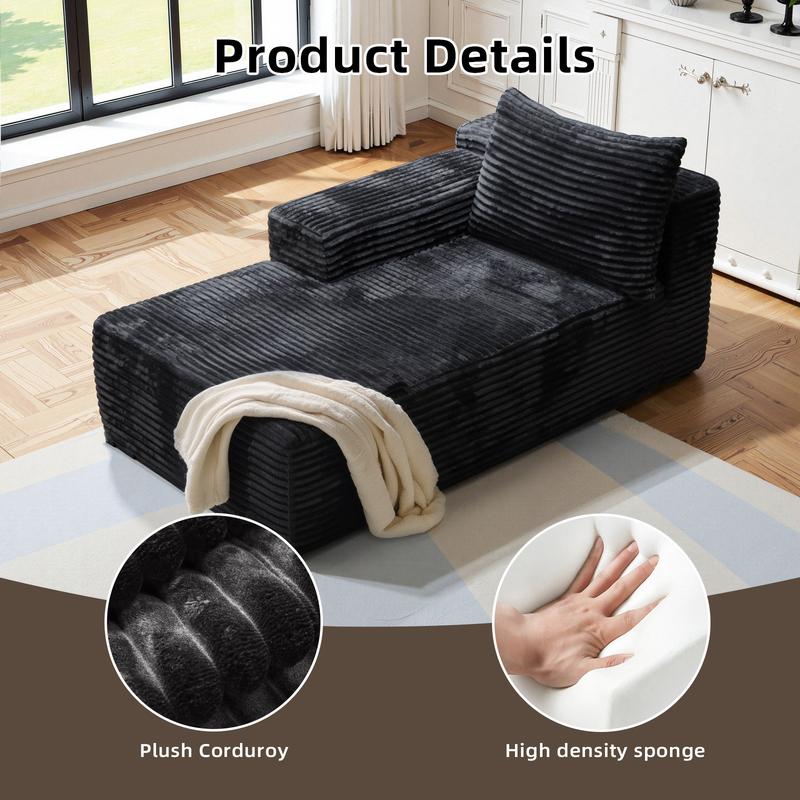 Extra-Large Boneless Cloud Chair Comfy Modern Foam Sofa Bed Modern minimalist black velvet lazy person’s sofa, modular design, no armrests, single-seat recliner.