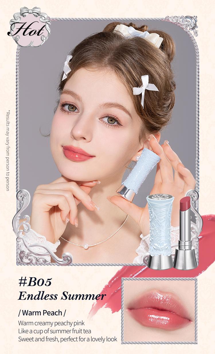 Flower Knows Swan Ballet Collection Shine Lipstick, Elegant Design with Jojoba Oil for Hydration & Moisture, Glossy Finish, Long Lasting Transfer Proof, #Summervibes