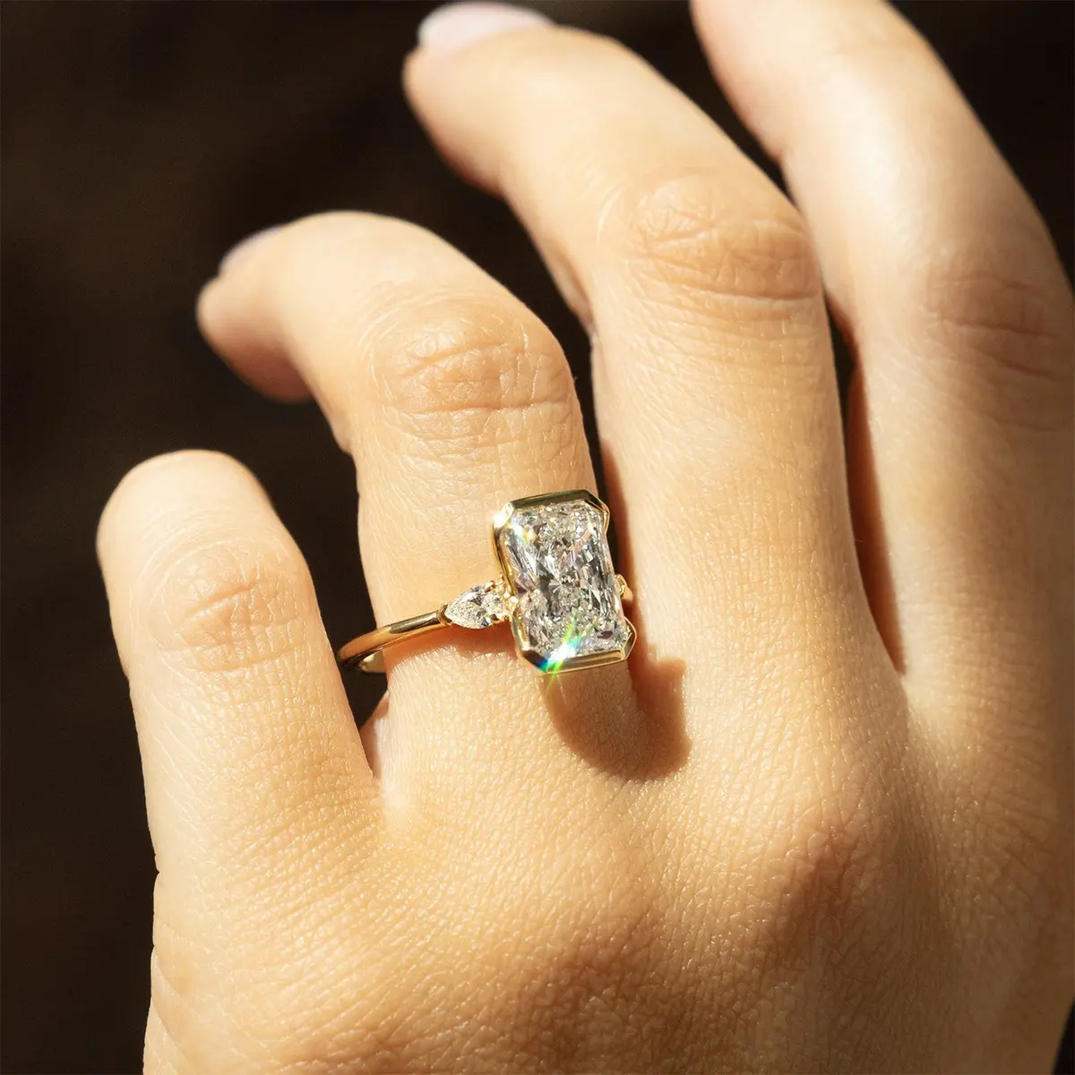 Classic Square Zircon Engagement Ring - European and American Stylish Design Costume Jewelry for Wedding Proposals
