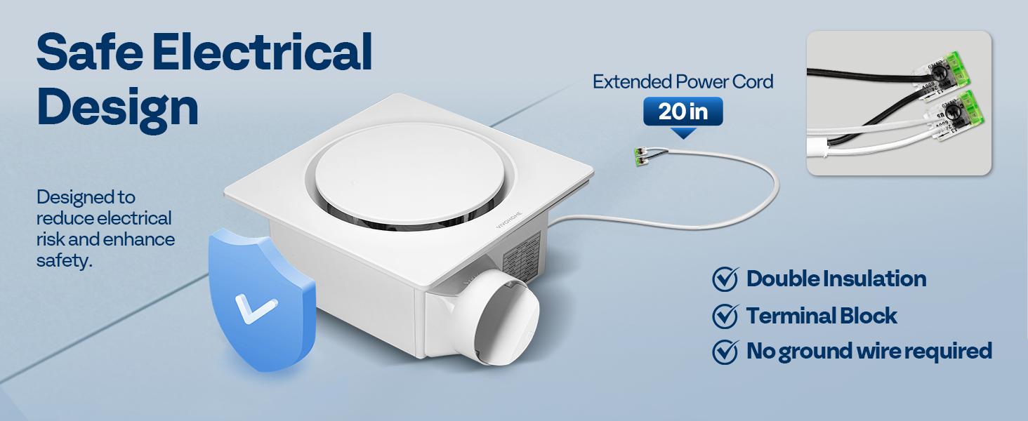 VIVOHOME Bathroom Exhaust Fan with Light, Ceiling Ventilation Fan, 3-Color Adjustable LED (3000K/4500K/6500K), 4" Duct Mount for Shower & Home Use