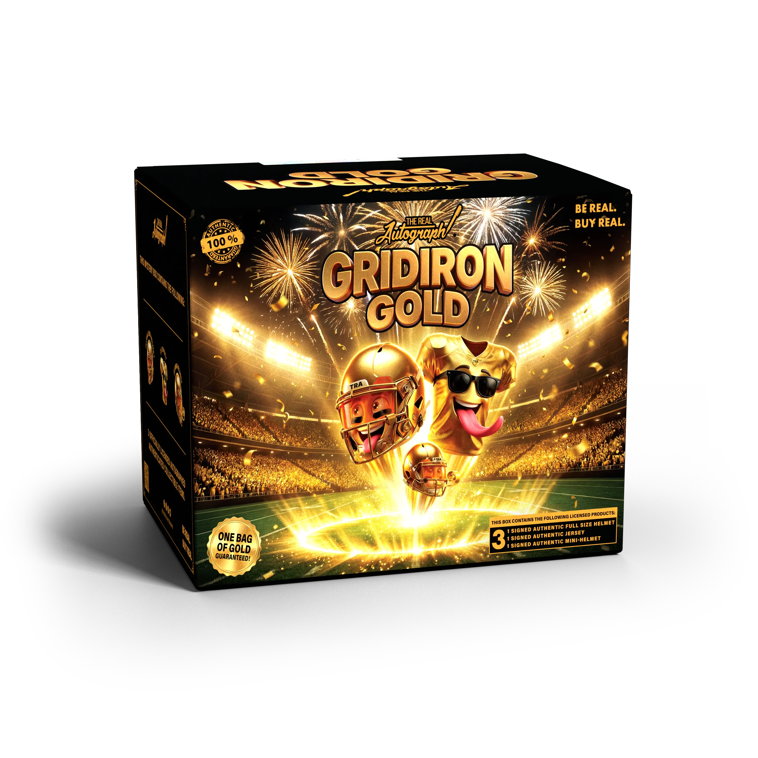 "Gridiron Gold" by The Real Autograph - Signed Full Size Authentic Helmet, Mini-Helmet, Authentic Jersey Sports Memorabilia with COA from Beckett JSA or Fanatics for Display