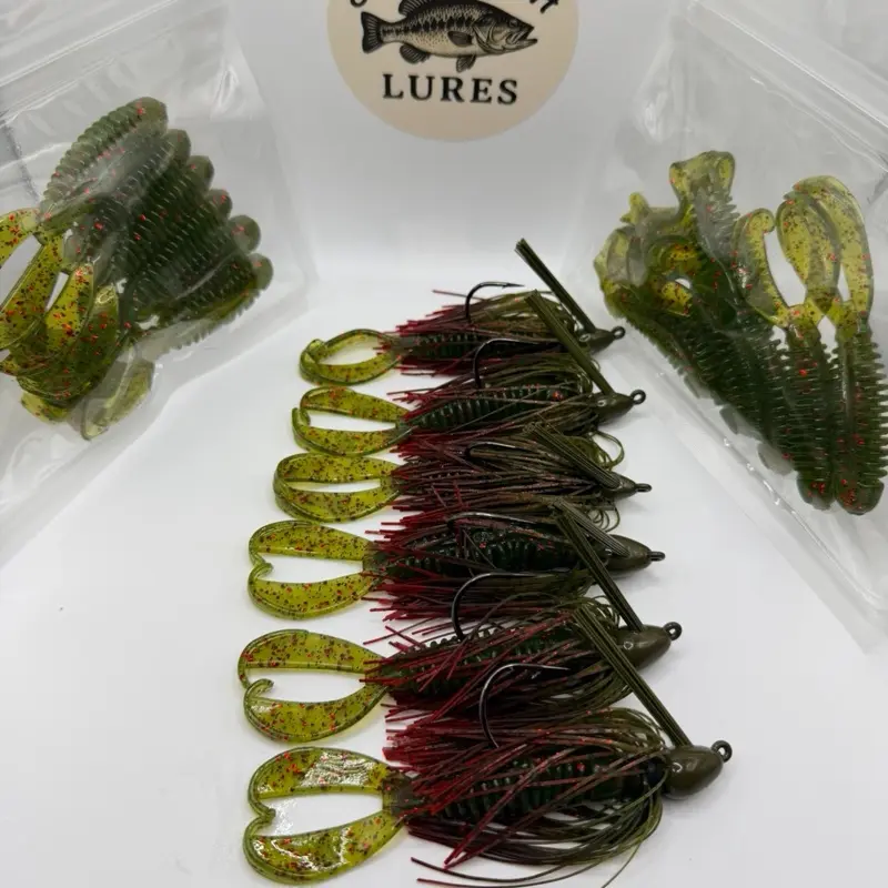 Watermelon Red Custom Made Swim Jig 2 PACK choose 3/8oz or 1/2oz Freshwater Fishing Pro with Sharp Mustad Hooks and Custom Skirts and Trailers