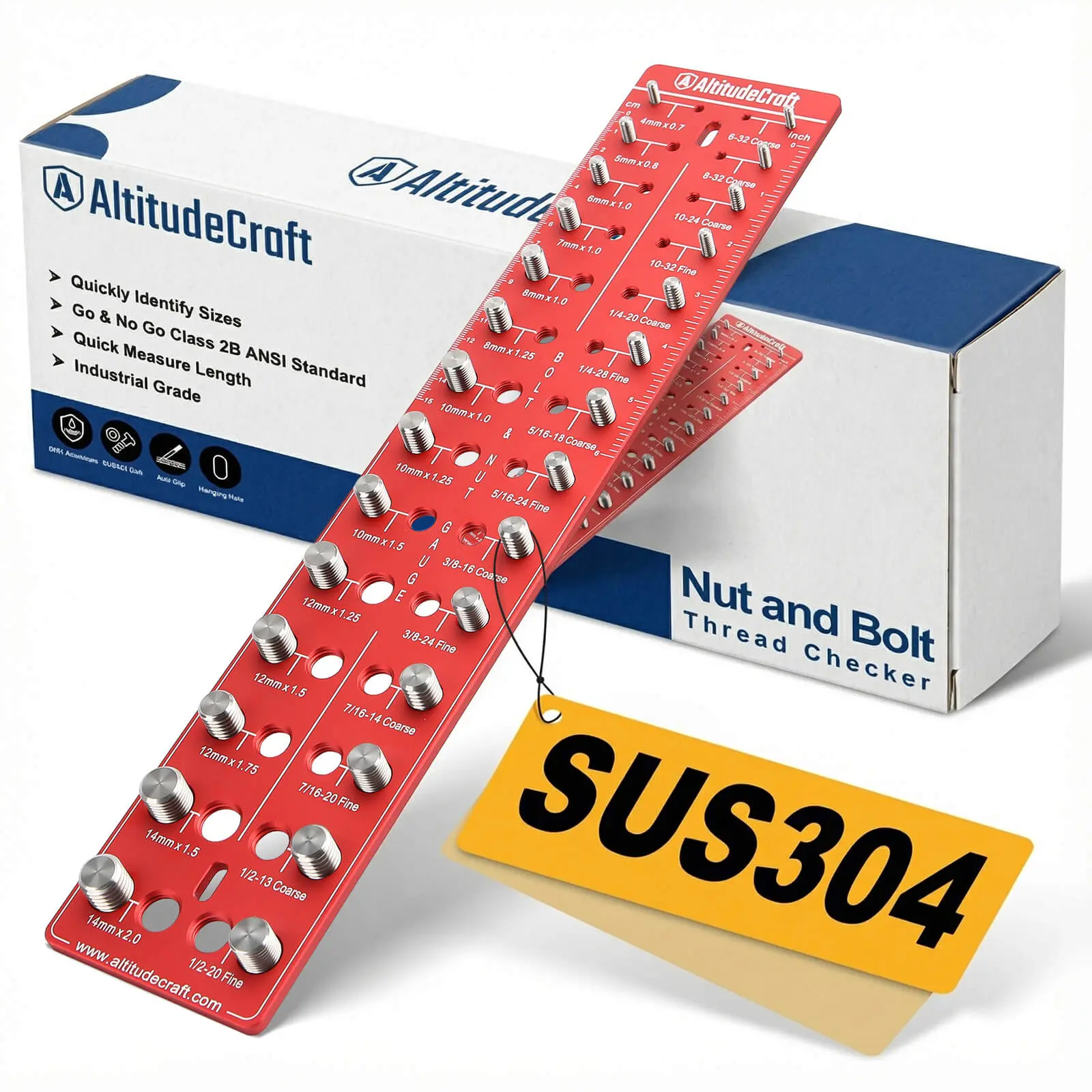 Stainless Steel Thread Checker - Rustproof Nut and Bolt Identifier Gauge with SUS304 Bolts, 6061 Aluminum Base, Compact, Portable Work Tools for Metric Standard Threads (Tools and Gadgets for Durable Use)#Summervibes #weeklydeals