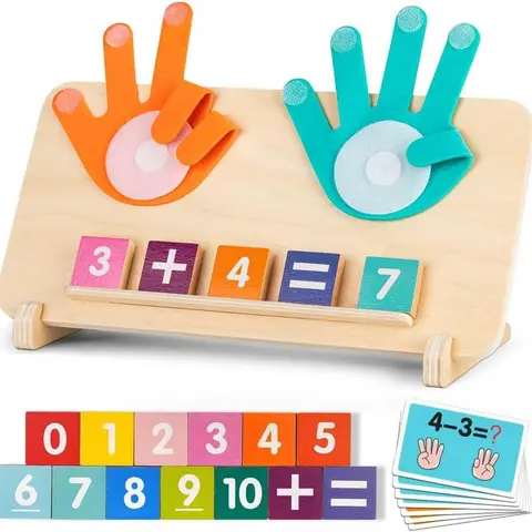 Montessori-Style Basswood Wood Math Learning Manipulative Set - Colored Blocks, Hands-On Addition-Subtraction Counting Game, Improves Early Math & Fine Motor Skills, 3-4 Year Old Preschool Educational Toy, Meaningful Birthday Gift