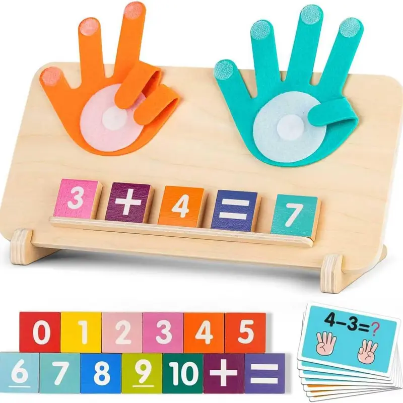 Montessori-Style Basswood Wood Math Learning Manipulative Set - Colored Blocks, Hands-On Addition-Subtraction Counting Game, Improves Early Math & Fine Motor Skills, 3-4 Year Old Preschool Educational Toy, Meaningful Birthday Gift