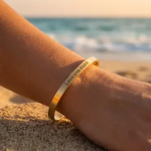 "Love You More" Engraved Cuff Bracelet