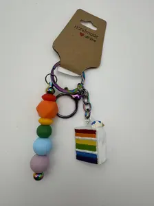 Rainbow Silicone Cake Keychain