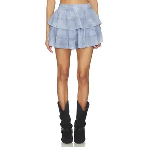 LoveShackFancy Ruffle Mini Skirt in Indigo Ice