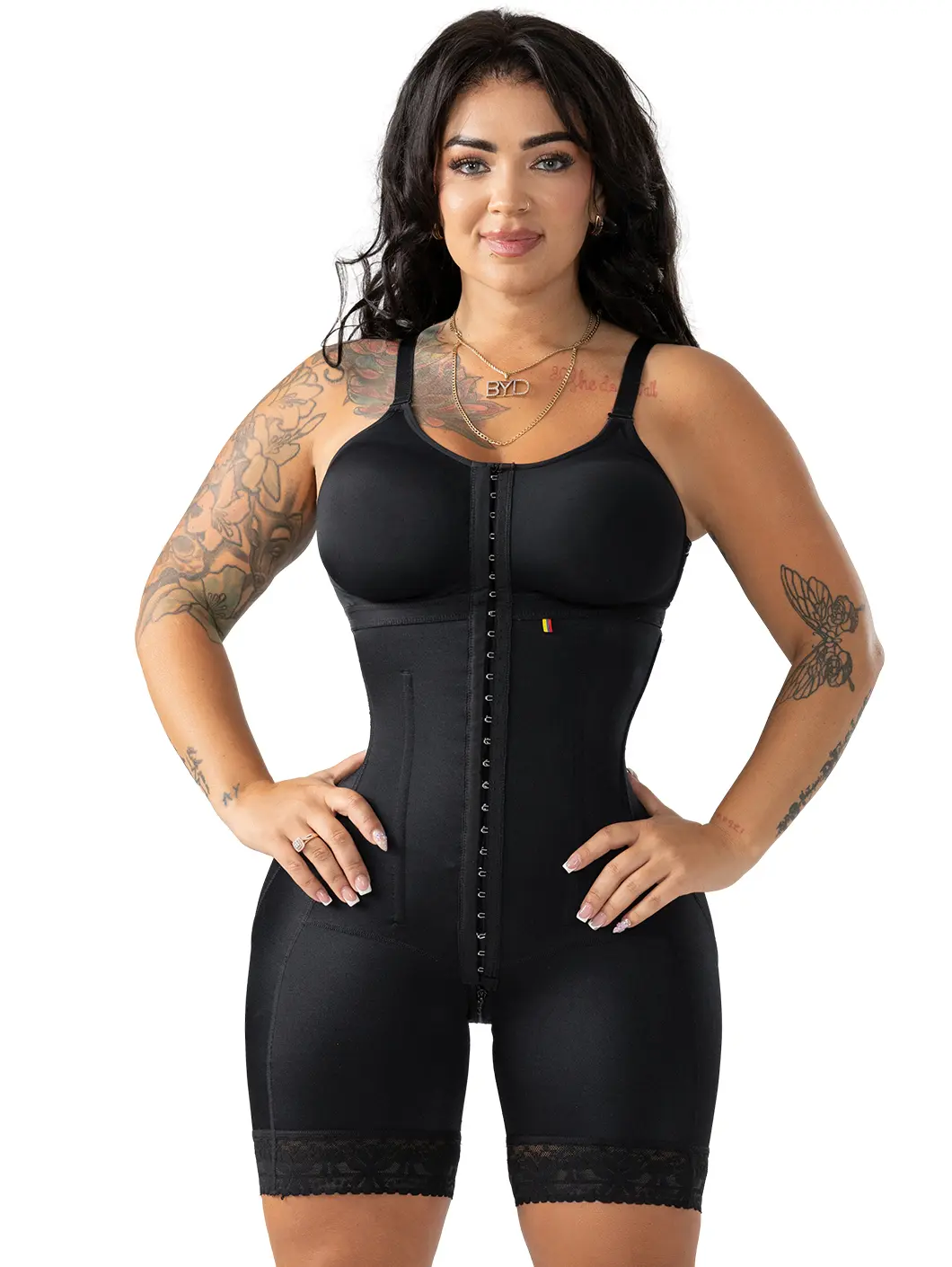 Colombian Faja with Built-in Bra | Boned Waist Sculpting + Butt Lifting | Pre-Molded Glutes | Silicone Lace Anti-Roll | 3-Row Hook + Zipper | Tummy Control | Snatched Body