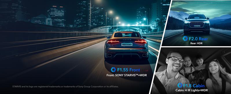 REDTIGER F17 4K 3-Channel Dash Cam with 5GHz WiFi GPS, 64GB Card, 2160P+1080P+1080P, Triple Car Camera, IR Night Vision, Parking Mode-Holiday Haul