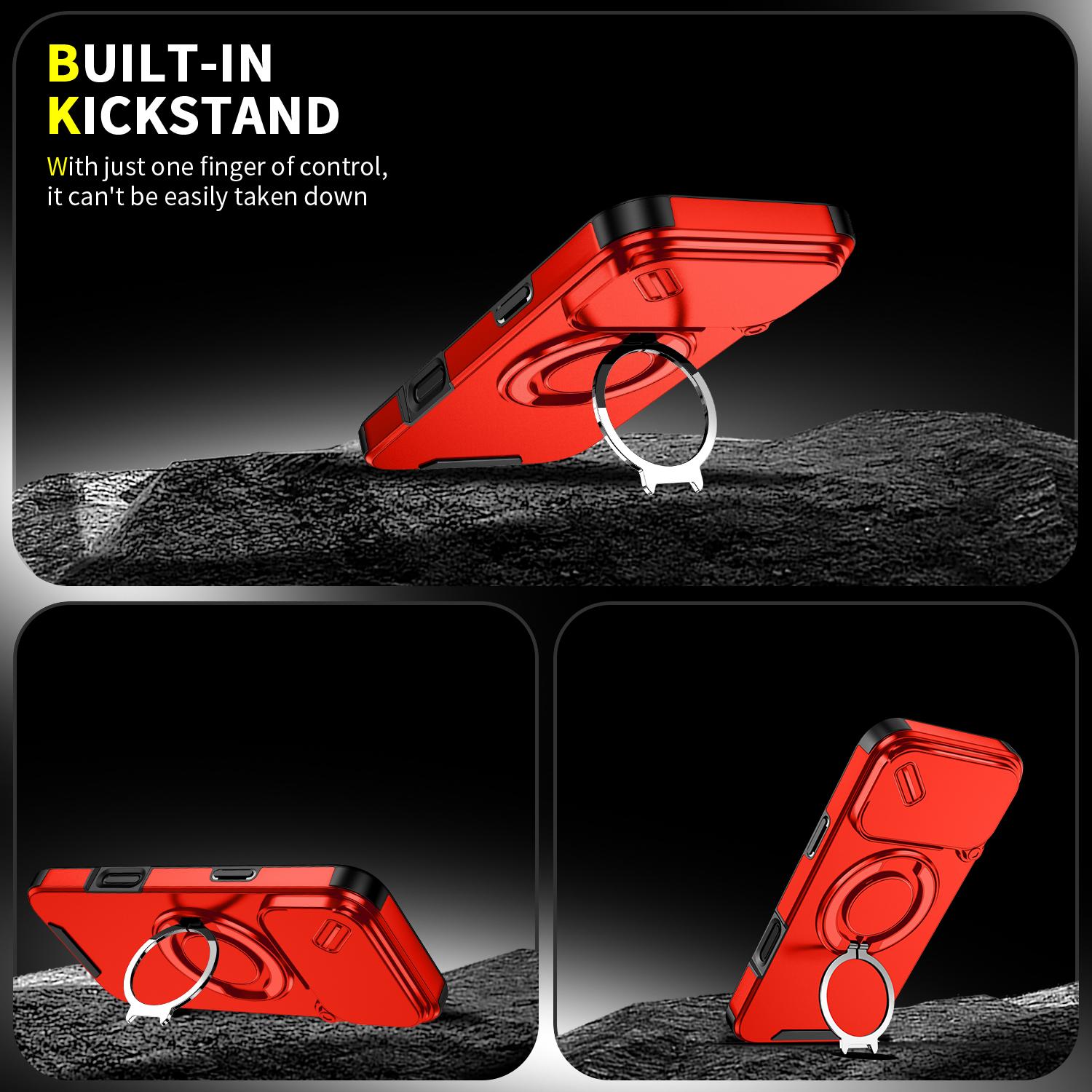 Shockproof Magnetic Case for iPhone 17 Pro Max 16 15 14 13 12 Case with Camera Lens Protector Case, 360° Rotatable Ring Kickstand Holder Military Grade Shockproof Protective Cover