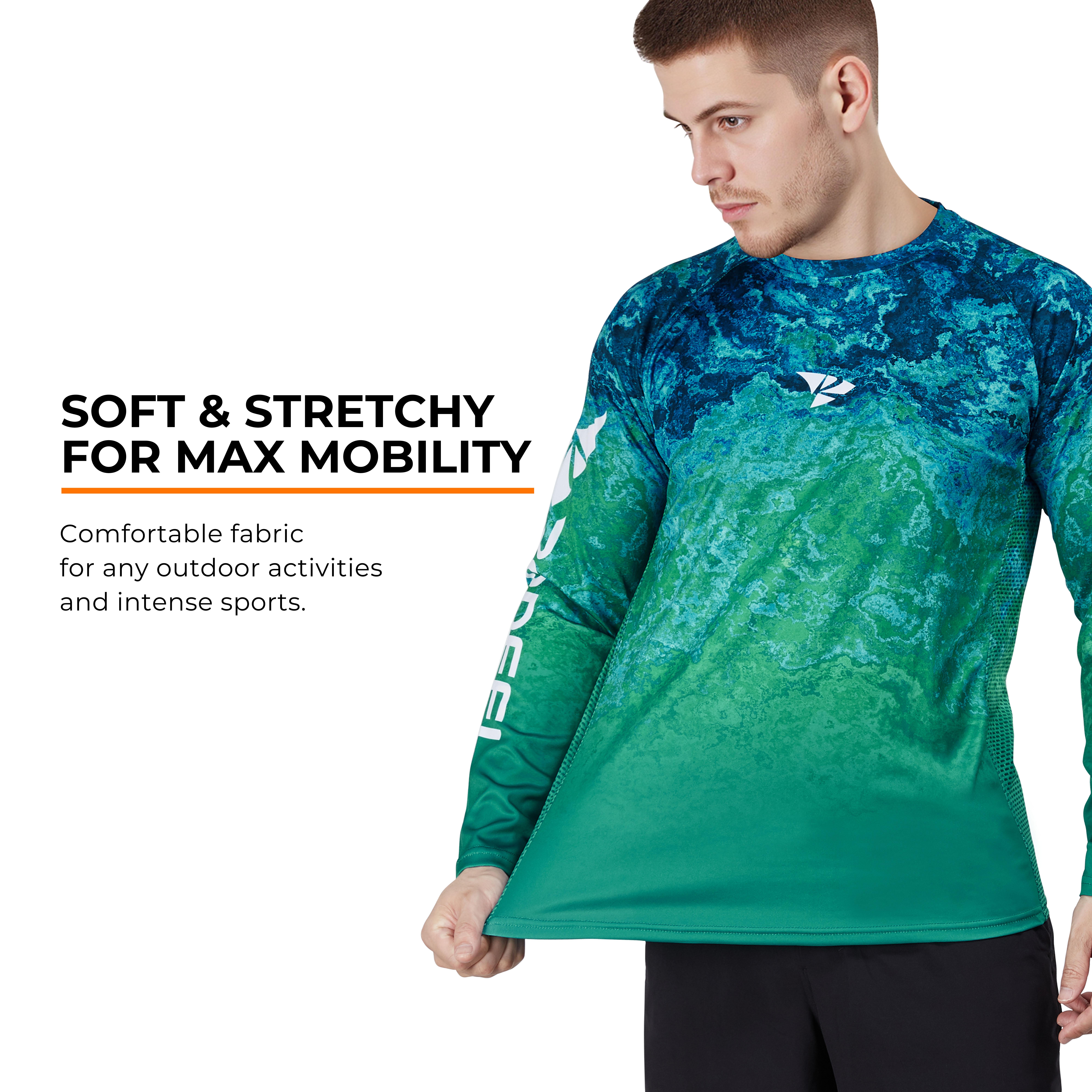 RODEEL 905 Long Sleeve Shirts Men UPF 50+ Sun UV Protection Lightweight Quick Dry Moisture Wicking Breathable Cooling Activewear for Outdoor Sport Gym Workout Hiking Camping Running Biking Boating Construction Landscaping, Holiday Gift