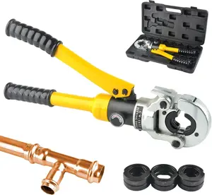 Hydraulic Copper Tube Crimping Tool with Changeable Crimping Jaws 1/2" 3/4" 1" 360° Swivel Head for Viega Copper Elkhart Conex Pipe Fittings