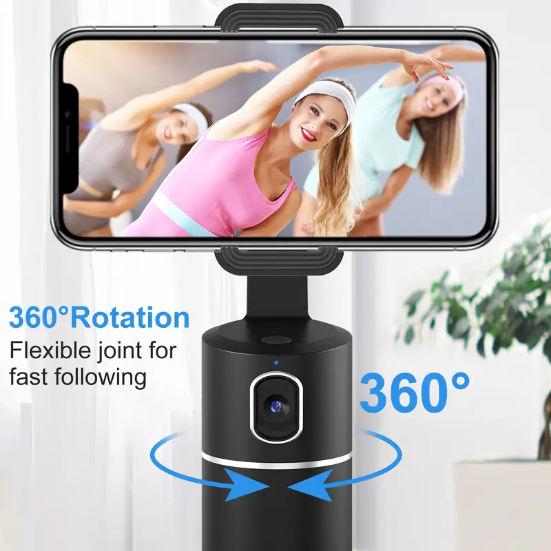 Product Introduction of auto Face Tracking Tripod, Mother's Day Gift,No App Required, 360° Rotation Face Body Phone Camera Mount Smart Shooting Phone Tracking Holder for Live Vlog Streaming Video, Rechargeable Battery Accessories Selfie 1