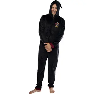 Harry Potter Men's Hooded One-Piece Pajama Union Suit - All 4 Houses Gryffindor, Slytherin, Ravenclaw, Hufflepuff