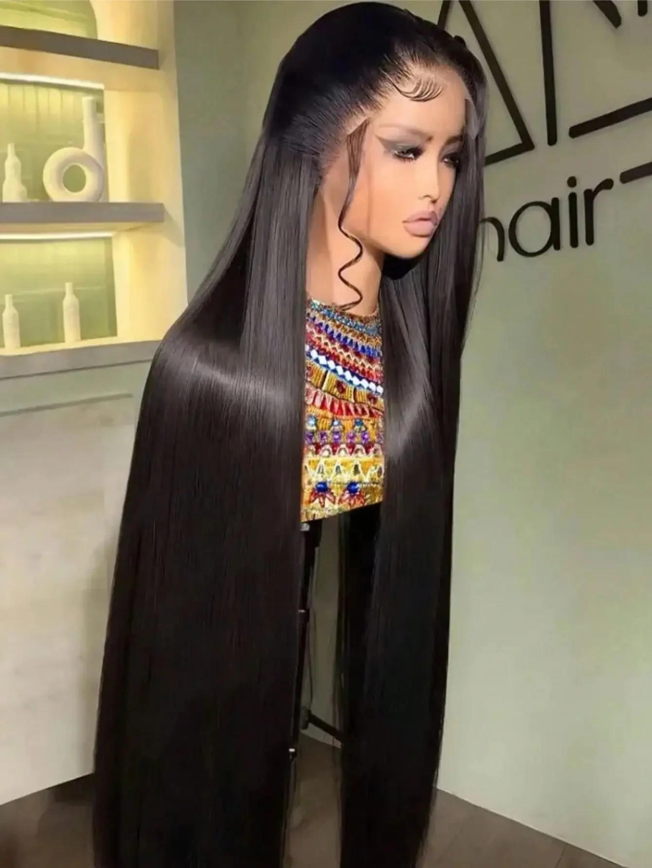 40 Inch Lace Front Wigs Human Hair Pre Plucked With Baby Hair 13x4 Straight HD Transparent Lace Front Wigs for Women 180 Density Glueless Natural Color