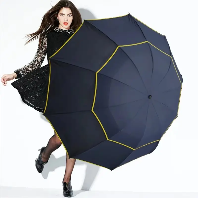 Large Folding Umbrella, 10-Rib Wind-Resistant Rain & Sun Protection, Water Proof, 110cm Diameter, Durable Lightweight Travel Umbrella