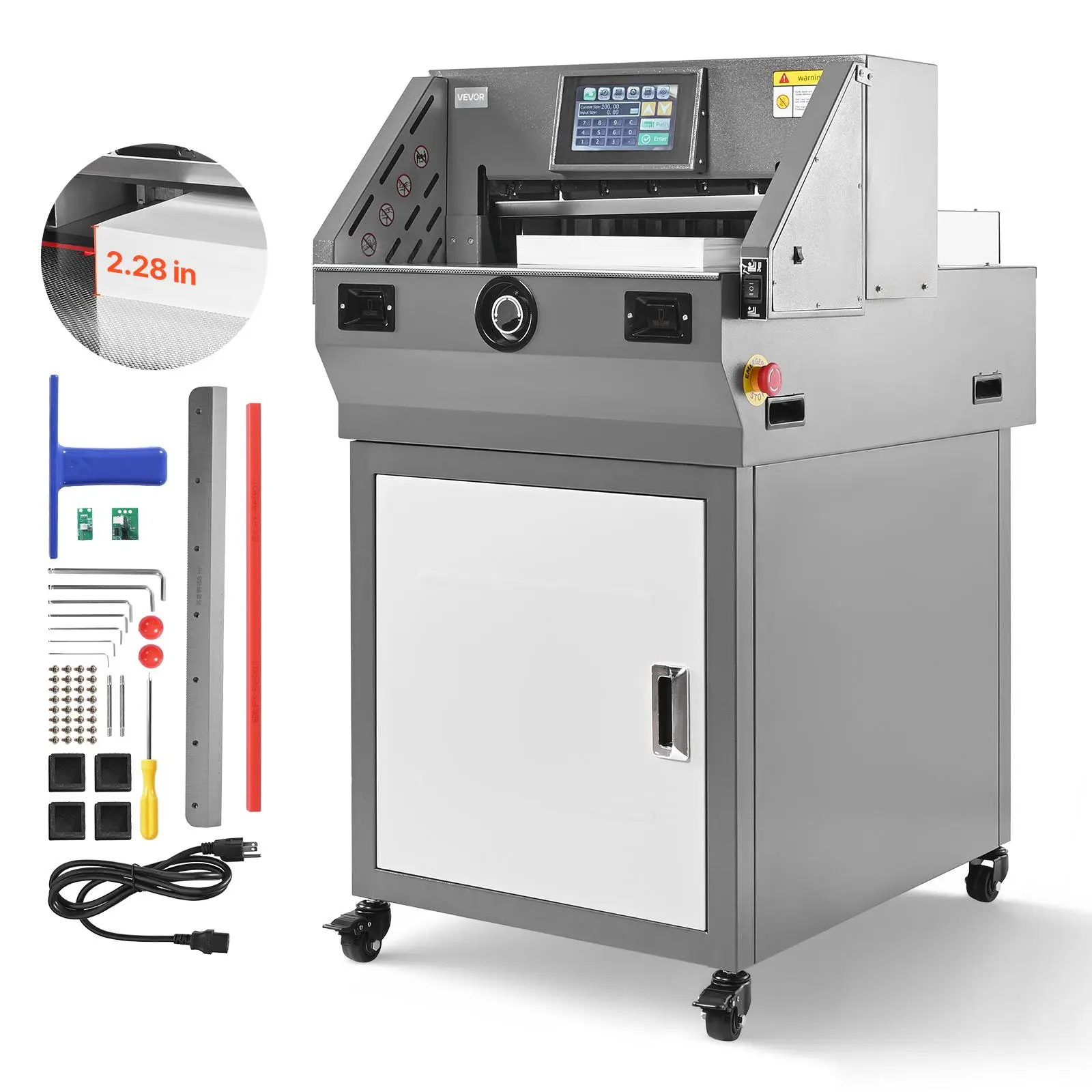 【Summerfinds】VEVOR Electric Paper Cutter,Metal Programmable Paper Cutter Machine17.99 inch Cutting Width2.28 inch Cutting ThicknessElectric Hydraulic Guillotine Trimmer with Infrared Function & Spare Blade, High Precision Cutter
