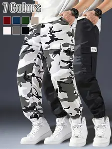 Men’s 2-Pack All-Season Camouflage Cargo Pants, featuring multiple pockets and a jogger-style ankle cuff design, suitable for everyday wear, outdoor work, camping, and hiking.