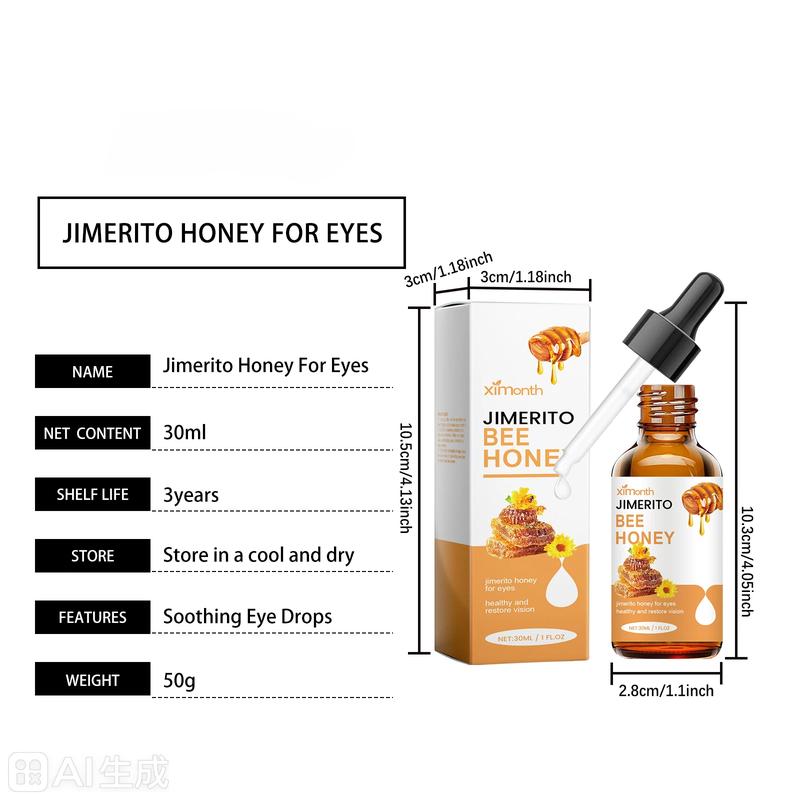 JIMERITO Bee Honey Eye Care Drops – Effects: Moisturizing, Soothing, Refreshing, For Dry & Tired Eyes Relieves Dryness Lightweight