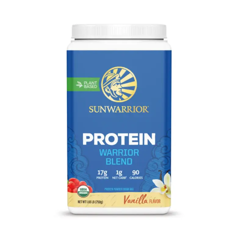 Sunwarrior Warrior Blend Vegan Protein Powder - 750gm, 32 Servings, MCT, BCAA, Keto-Friendly, Sugar-Free, GF, Non-Stimulant Fitness Supplement for Adults' Gym Pre/Post Workout Shakes, Amino-Supportive Dietary Supplement