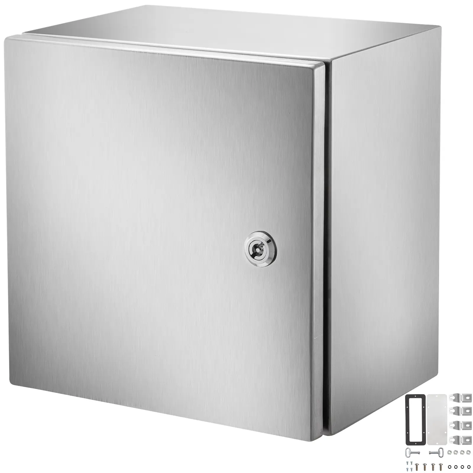 VEVOR Square NEMA 4X Stainless Steel Lock Box, 12x12x8 in IP66 Waterproof Dustproof Grounded Electrical Junction Box, Wall Mount Detachable Backplate, Smooth Cutouts for Indoor/Outdoor Use, Security Box