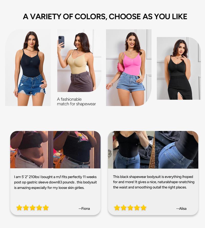 Nebility Soft Clothes for Women vneck basic comfortable seamless shapewear one piece simple fashion camisole sleeveless womenswear Tummy Control Bodysuit Stretchy Bodysuits Compression Minimalist