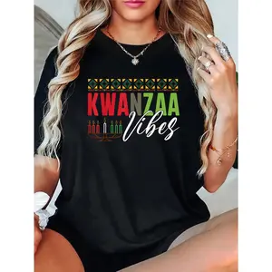 100% Cotton Unisex Happy Kwanzaa Vibes Black Heritage Holiday T-Shirt - Good Vibes Always Tee – Short Sleeve, Unisex Fit