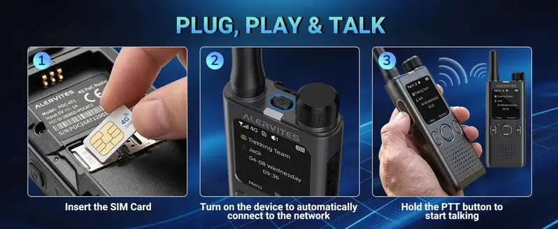 BAOFENG AT1 Slim PoC Business Walkie Talkie for Adults (12 Years Above) - 5G/4G Connectivity, Built-in Rechargeable Li-ion Battery, 5000+ Mi Unlimited Range, App-Controlled, Encrypted Chat, Lightweight for Long Shifts, Ideal for Trucks, Casual Daily Use