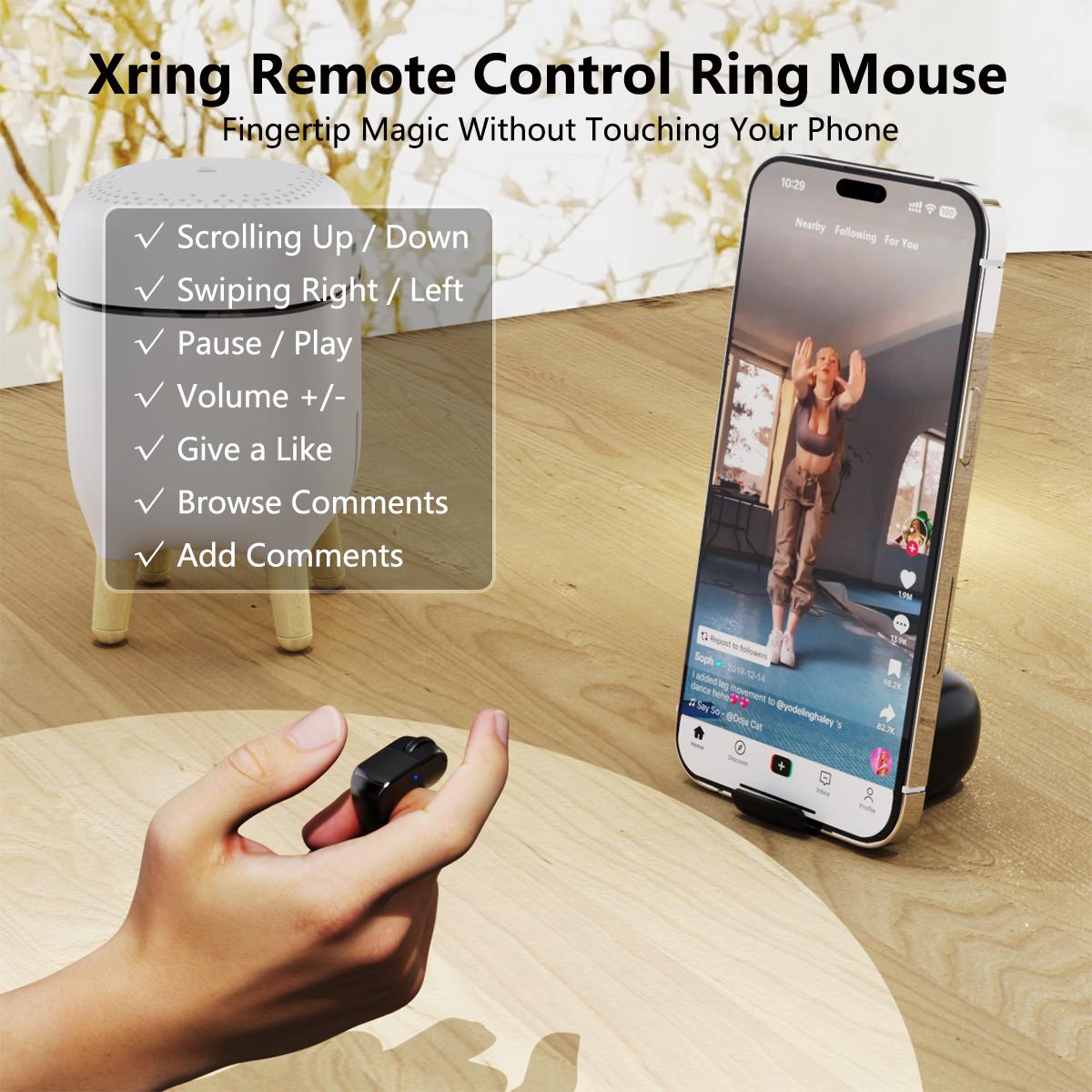 ZOZVO Bluetooth Remote Control Scrolling Ring Finger Air Mouse with Touchpad for Tik_tok Instagram YouTube,Video Scroller & Page Turn for Kindle APP, Remote for PowerPoint Slide,Selfie,Smart Mouse for Android,iOS and PC,Laptop,Mac,Tablet