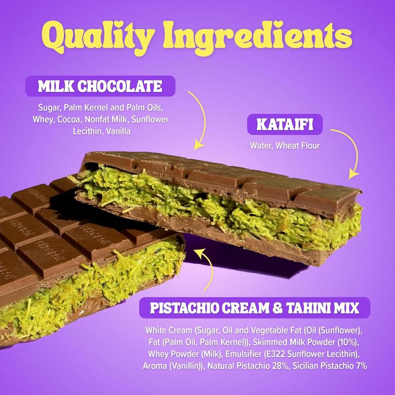 NEW - Chocbox Viral Dubai Milk Chocolate Bar Kit - Includes Chocolate Mold, Choc Wafers, Shredded Kataifi, Pistachio Cream - DIY Gift Box Dubai Kit - Great Gift