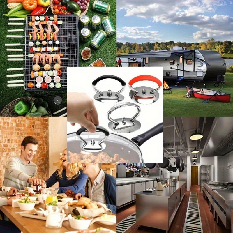 2pcs Stainless Steel Pot Lid Handle Set with Silicone Heat-Resistant Grip and Installation Screws - Cookware Replacement Top Handle, Durable Pot Lid Accessories for Kitchen Cooking Equipment