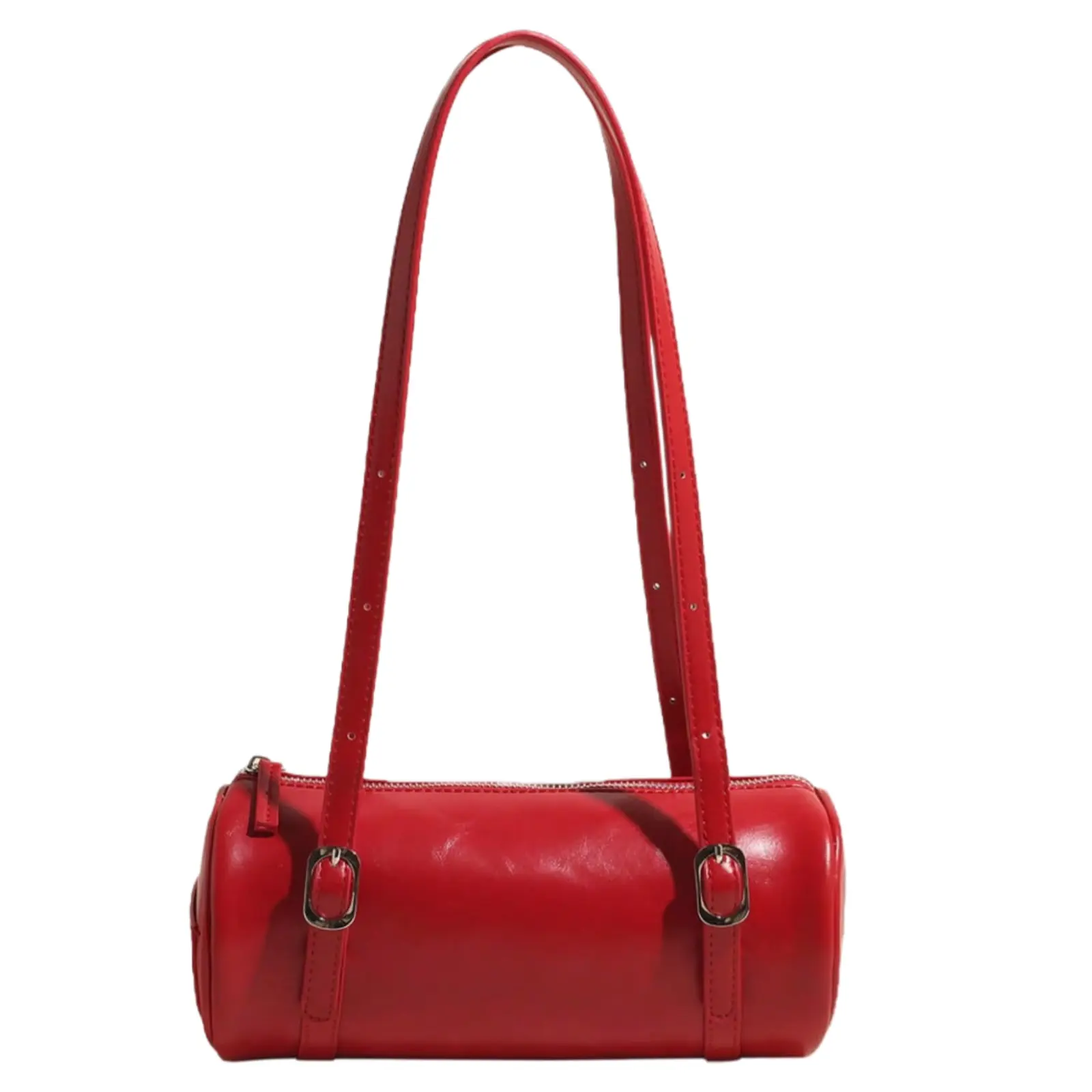 Red Round Cylinder Bag for Women Retro Crossbody Handbag Shoulder Bag with Adjustable Strap, Bridal Purse for Wedding Valentine’s Day Leather Bags