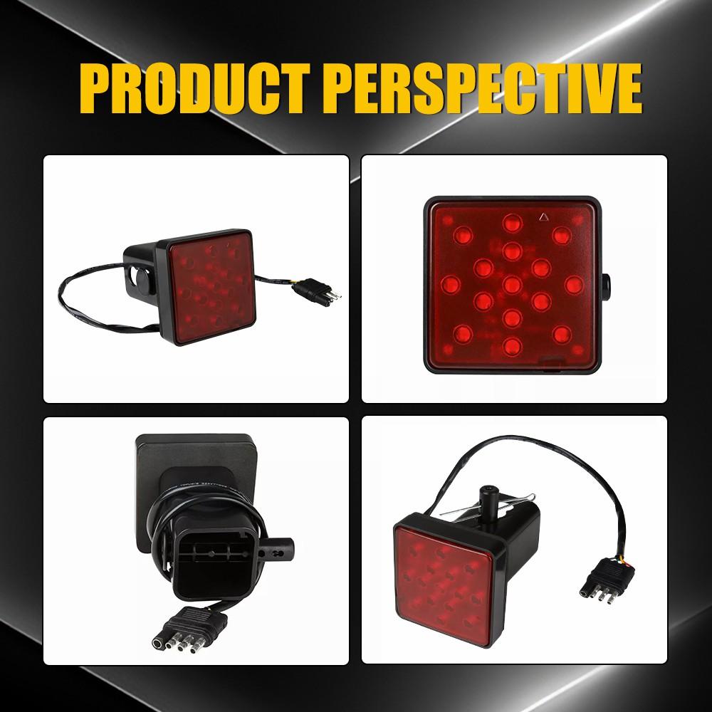 AUXITO Red Lens 15-LED Tow Hitch Receiver Strobe Brake Light For Truck SUV 2-Inch Hole