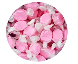 Strawberry Salt Water Taffy, 1 Pound Bulk Bag, Pink Taffy, Individually Wrapped Pink Candy
