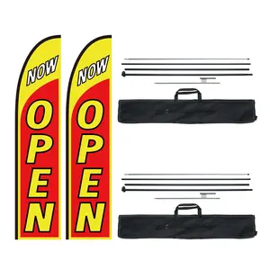 VEVOR Open Flags with Pole Kit,  , Advertising Flags for Business Outside, Advertising Feather Flag Kit, Includes 2 Banner Flags, 2 Poles, 2 Ground Stakes, Open Sign Swooper Flags for Businesses 16.3 FT
