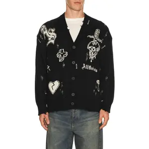 ALLSAINTS Caledon Cardigan in Black & Chalk White