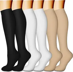 MhzyCaus 6 Pairs Compression Calf Socks for Men and Women Breathable Quick Dry Anti Odor Lightweight Athletic Socks for Running Hiking Gym Yoga Travel Work and Daily Use unisex compression sock