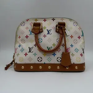 Pre-owned Louis Vuitton Canvas Shoulder Bags Alma PM Monogram Multicolor White Handbag Takashi Murakami Collaboration Satchel Top Handle Bag LV162Fei