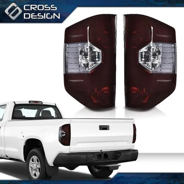CROSSDESIGN Rear Taillight Lamp Assembly - 1-Pair Set Smoked Lens Car Lights with Bolts, Automotive Brake Lights Accessories Compatible With 2014-2021 Toyota Tundra